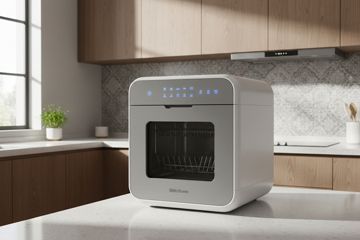 prend comme modele de mini lave vaiselle le modele  BlitzHome BH-CDW1